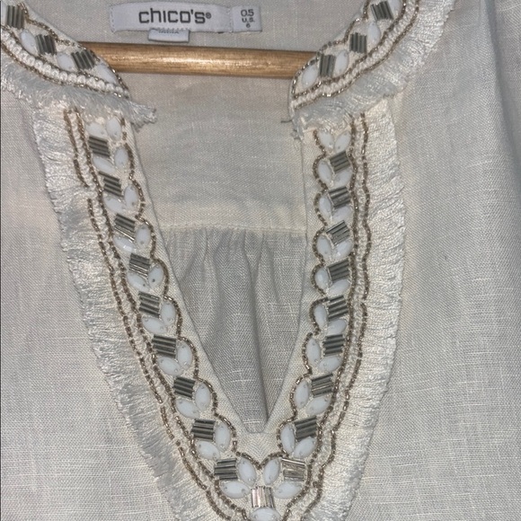 Chico's Ivory Tiered Dress with Beaded Neckline - Picture 10 of 13